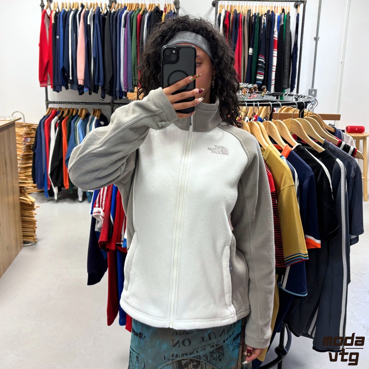 Vintage Y2K The North Face Fleece White Medium Retro Outdoors