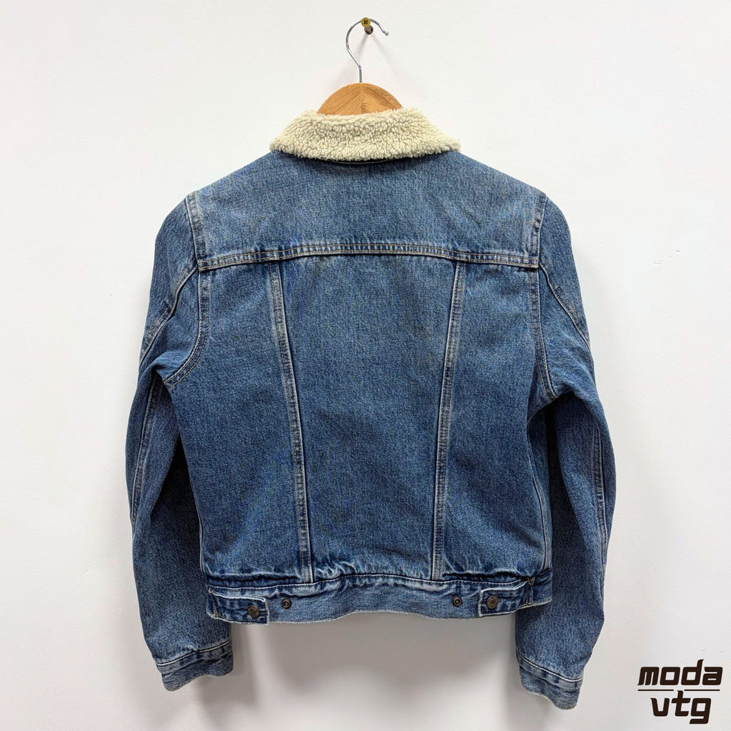 Levis Sherpa Denim Jacket Blue Womens XS Trucker Vintage Lined Workwear Retro