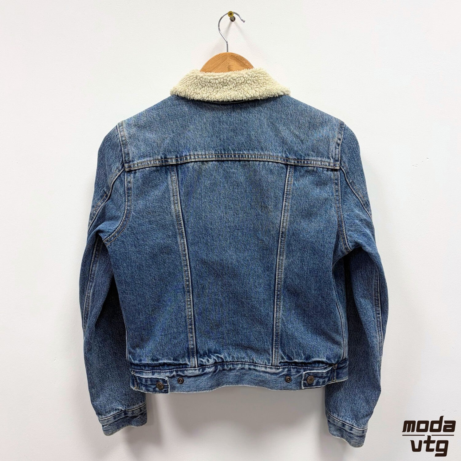 Levis Sherpa Denim Jacket Blue Womens XS Trucker Vintage Lined Workwear Retro