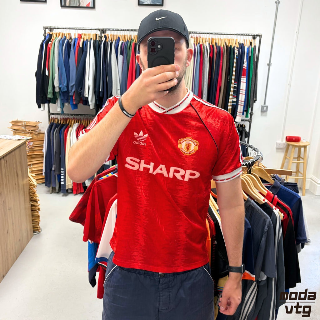 Vintage 1990/92 Manchester United Jersey Home Red Large Adidas Retro Unisex