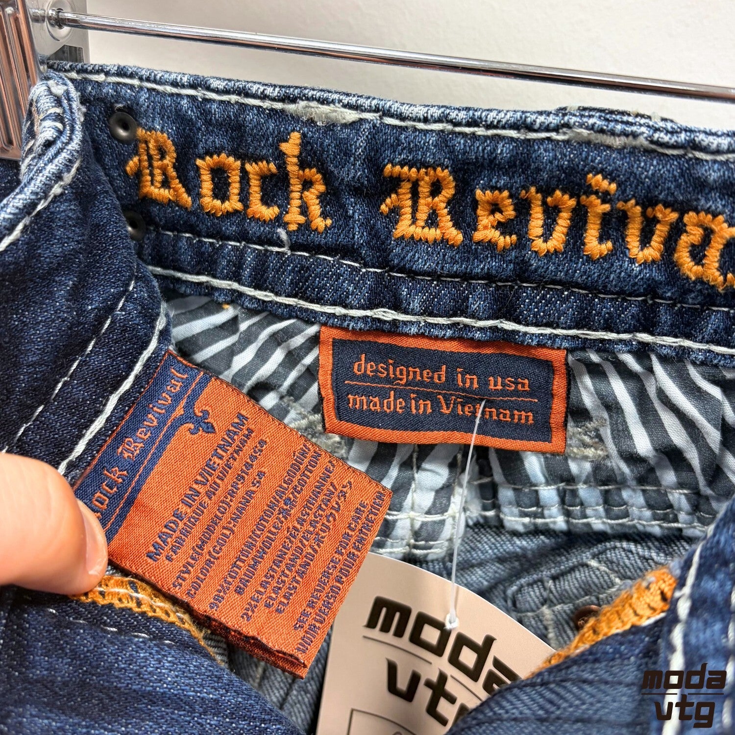 Vintage Y2K Rock Revival Jeans Navy Women’s Large Retro Skinny