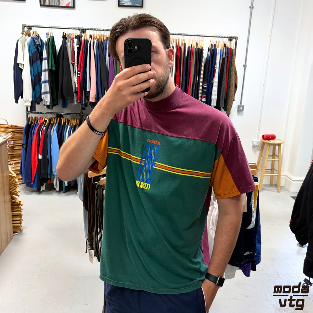 Vintage 90s Adidas T-Shirt Burgundy XL Retro