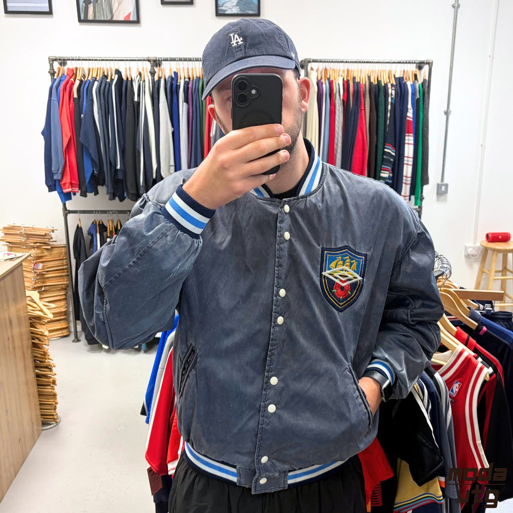 Vintage 1990/92 Manchester City Bomber Jacket Blue Large Retro Umbro Unisex