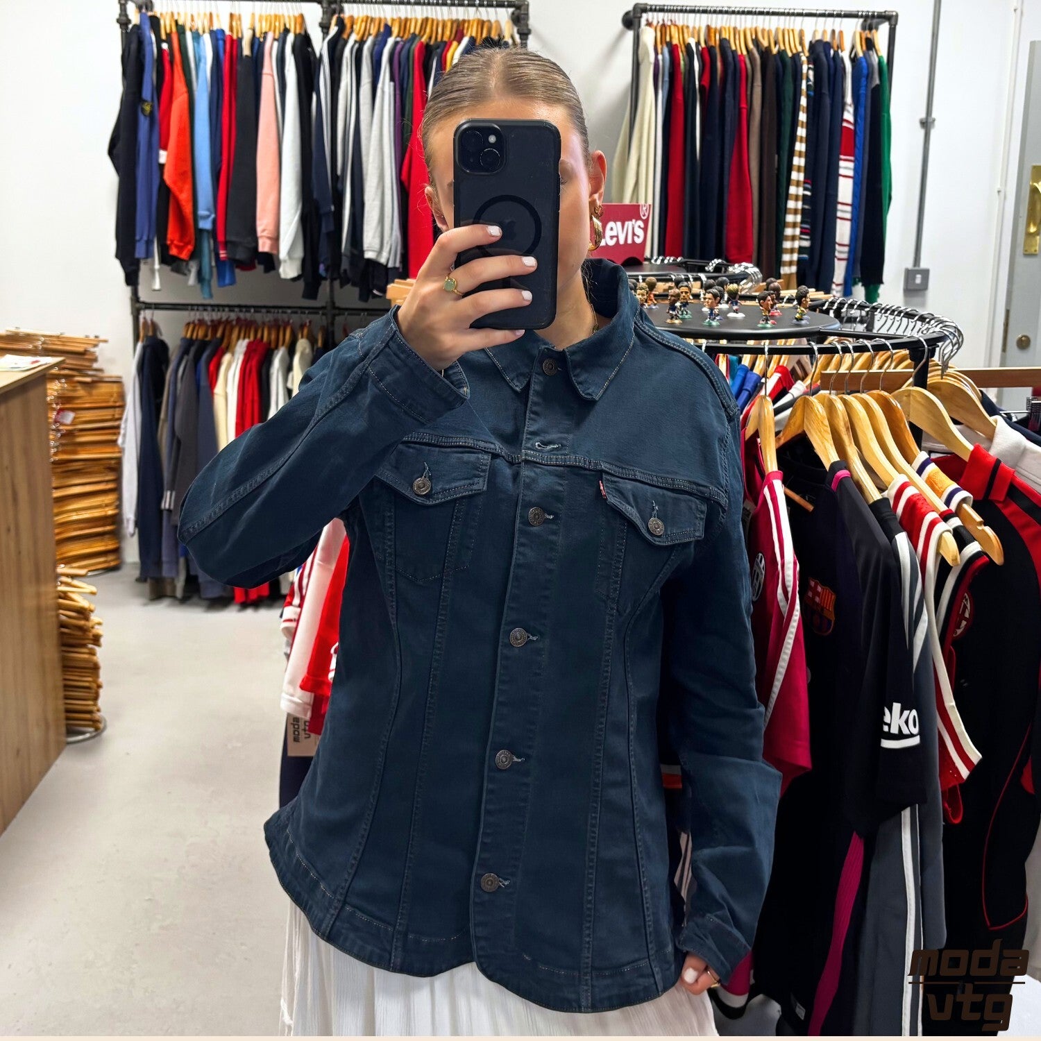 Vintage Y2K Levi’s Denim Jacket Navy Women’s Large Retro