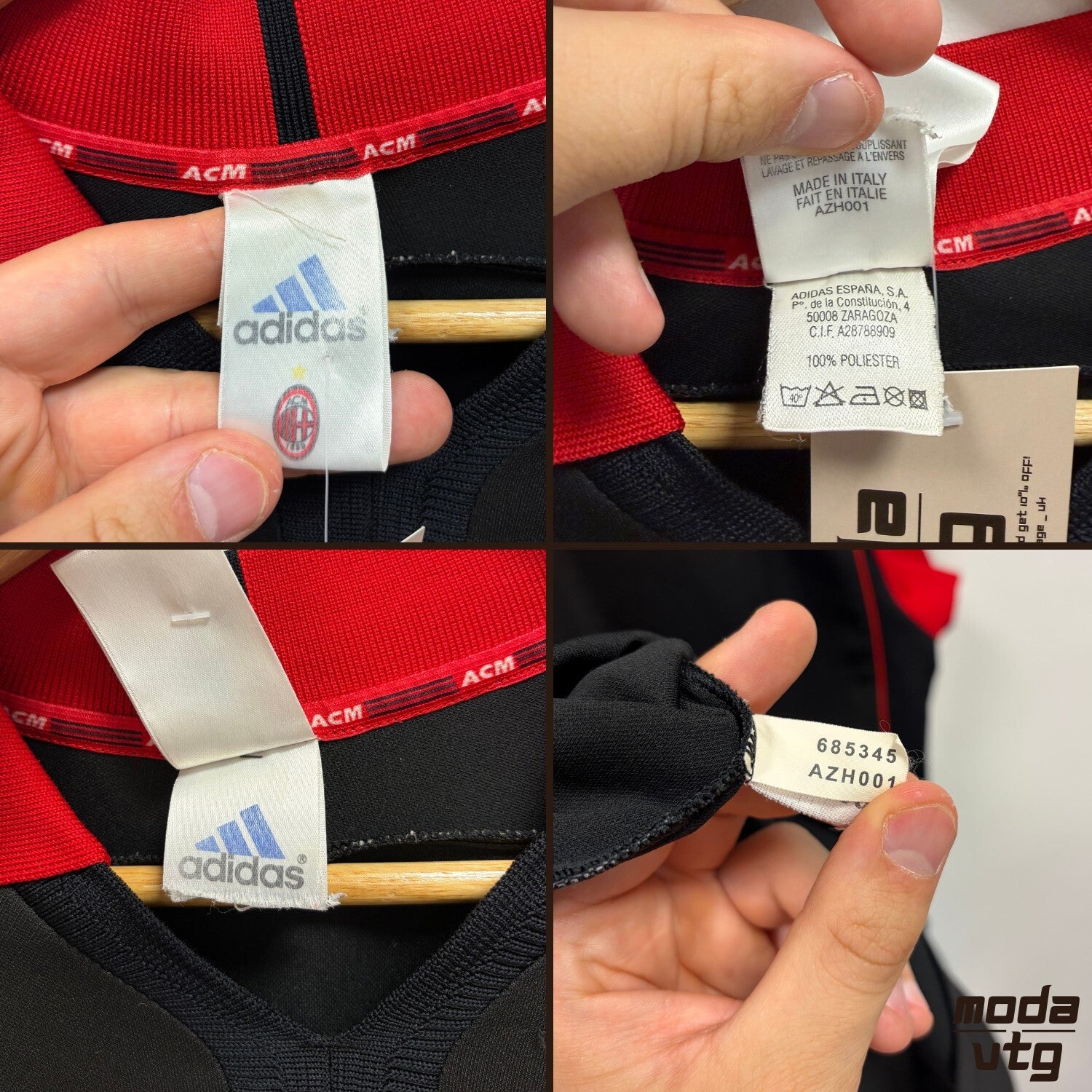 Vintage AC Milan Jersey Black XL Retro Adidas Unisex