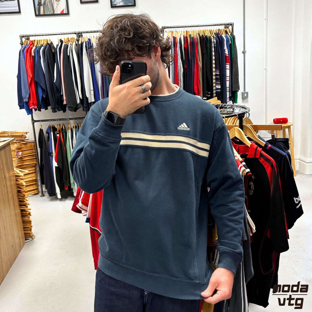 Vintage 90s Adidas Sweatshirt Navy Large Retro Unisex
