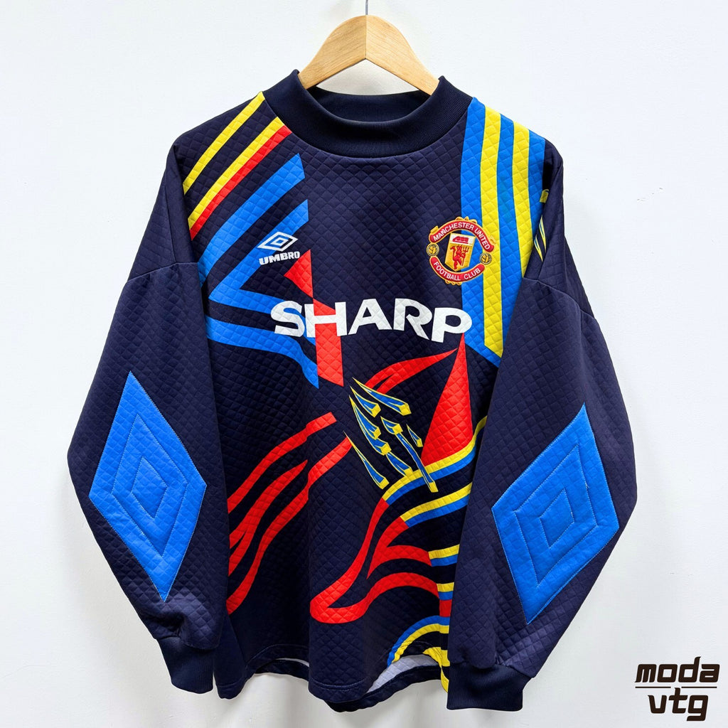 Vintage 1992/93 Manchester United Goalkeeper Kit Navy Large Retro Umbro Unisex