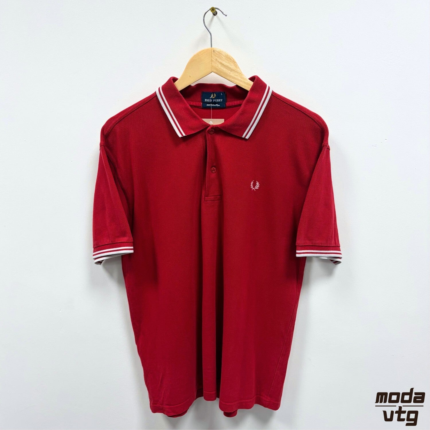 Fred Perry Polo Red Large Vintage Y2K Mod Terrace Casuals Twin Tipped Retro