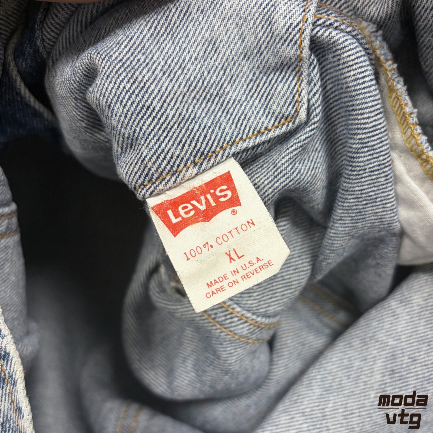 Levis Denim Jacket Acid Wash Made In USA Vintage 80s 57508 Trucker Blue Retro