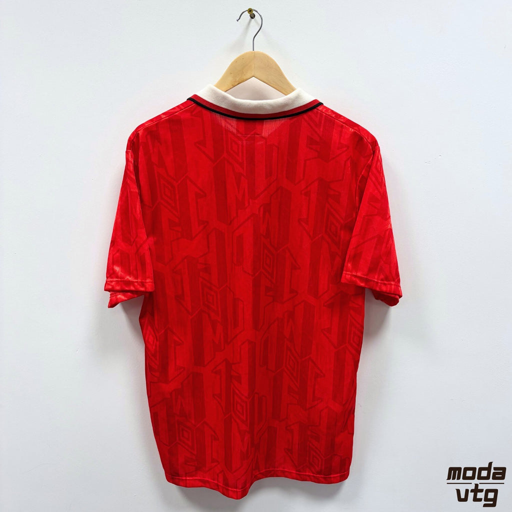 Vintage 1990/92 Manchester United Jersey Home Red Large Adidas Retro Unisex