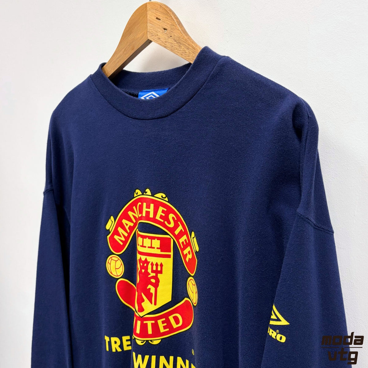 Man Utd Umbro Sweatshirt Navy Medium Vintage 1999 Treble Winners Retro Football
