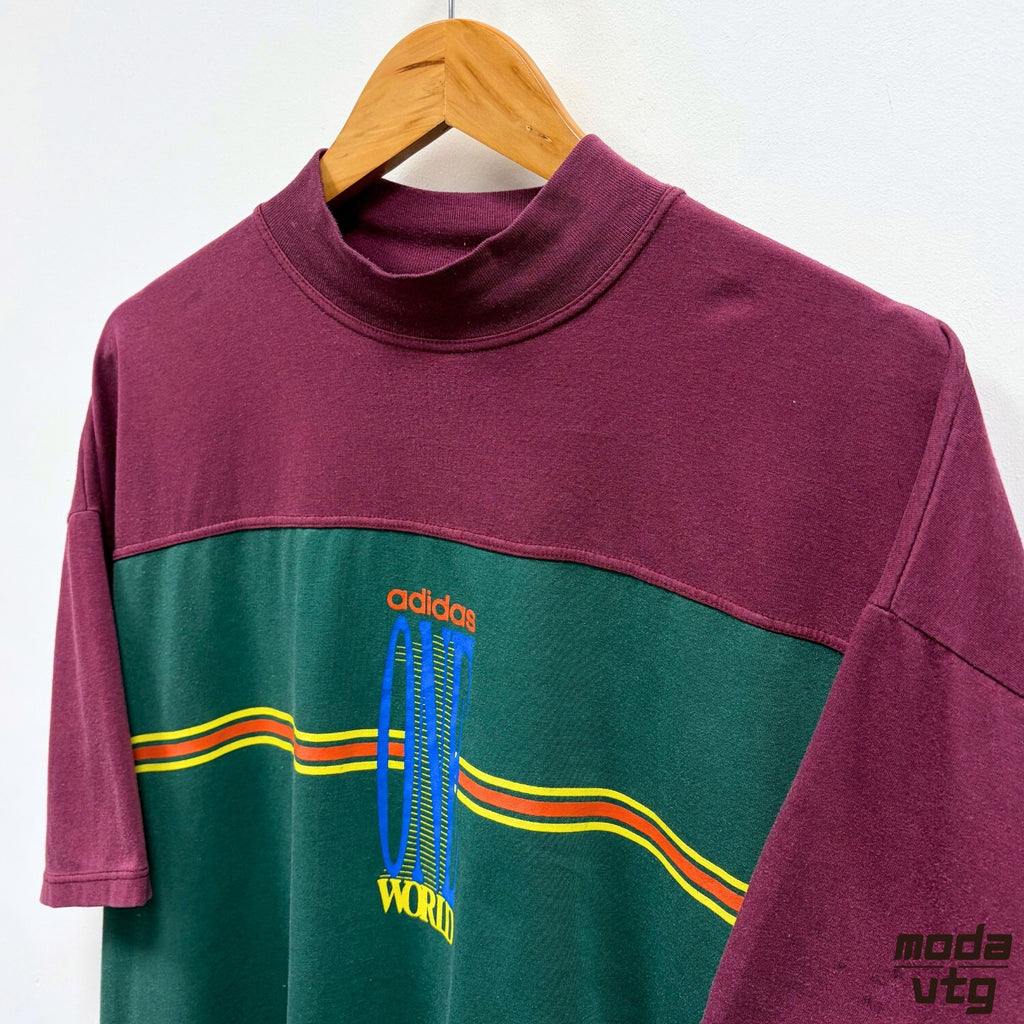 Vintage 90s Adidas T-Shirt Burgundy XL Retro