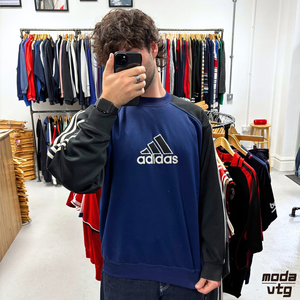 Vintage 90s Adidas Sweatshirt Navy Large Retro Unisex