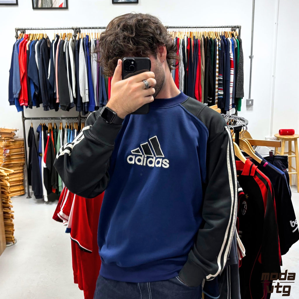 Vintage 90s Adidas Sweatshirt Navy Large Retro Unisex