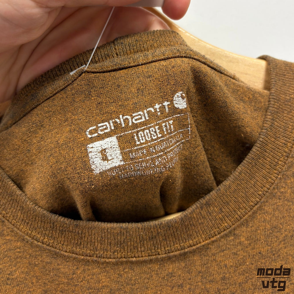 Vintage Y2K Carhartt T-Shirt Brown Medium Retro Workwear