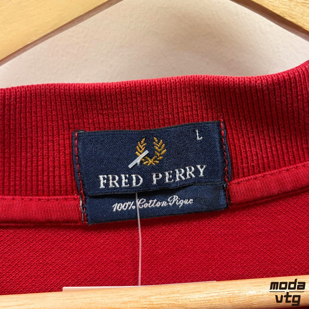 Fred Perry Polo Red Large Vintage Y2K Mod Terrace Casuals Twin Tipped Retro