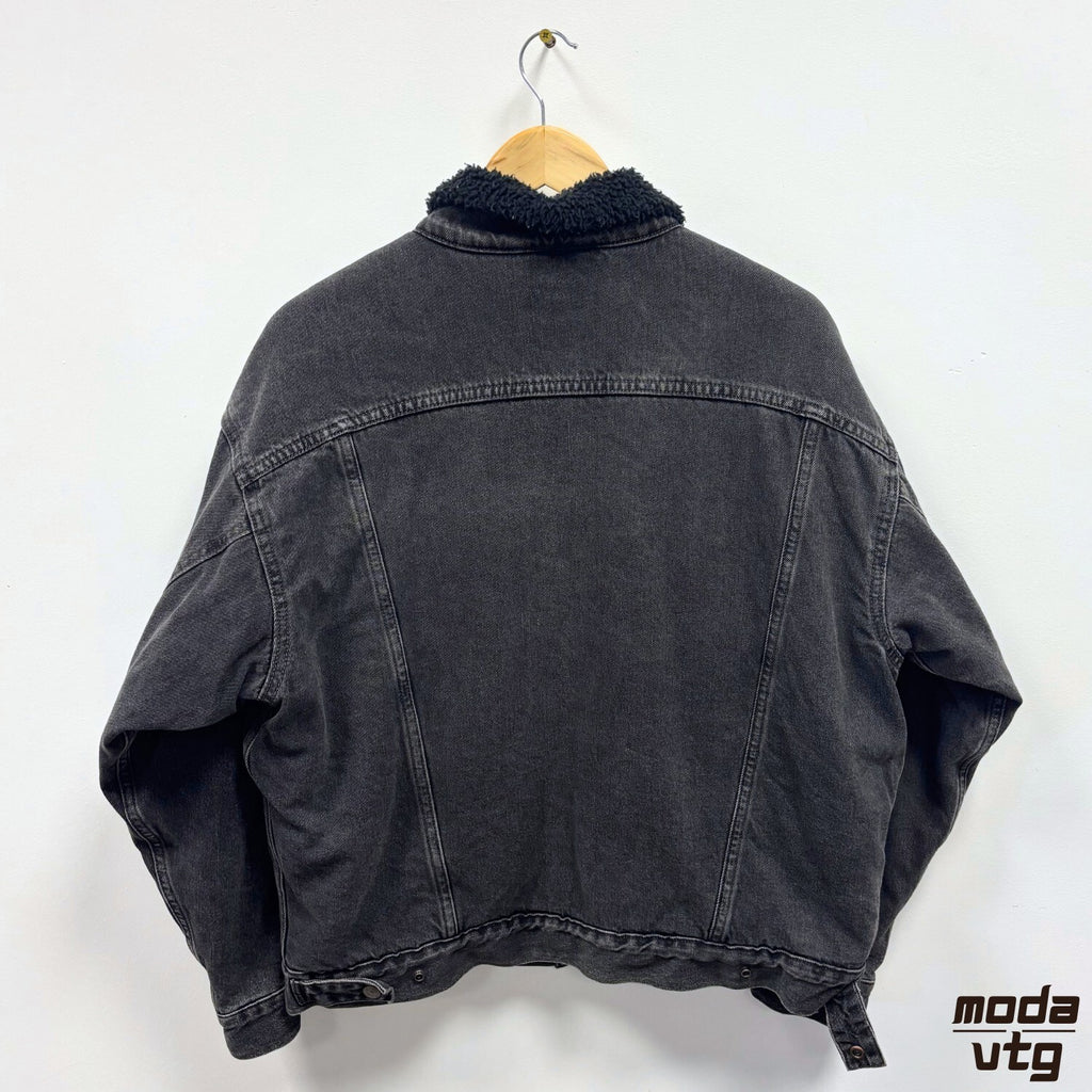 Levis Sherpa Denim Jacket Black Medium Trucker Vintage Y2K Borg Lined Workwear