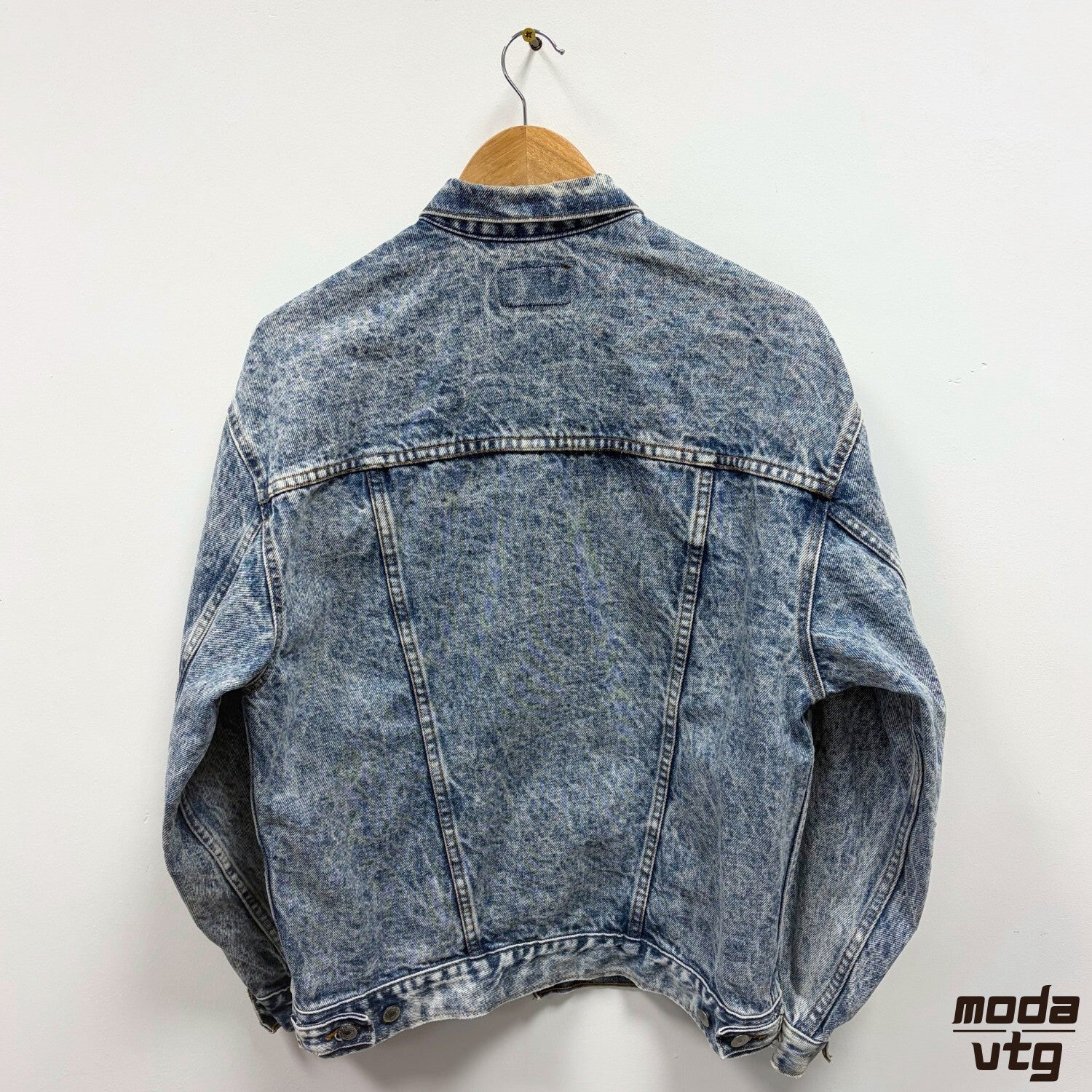 Levis Denim Jacket Acid Wash Made In USA Vintage 80s 57508 Trucker Blue Retro