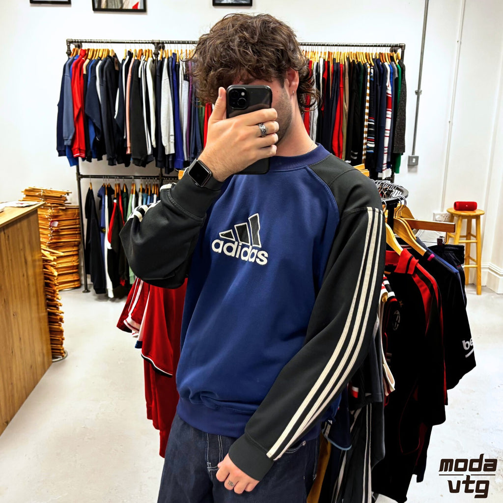 Vintage 90s Adidas Sweatshirt Navy Large Retro Unisex