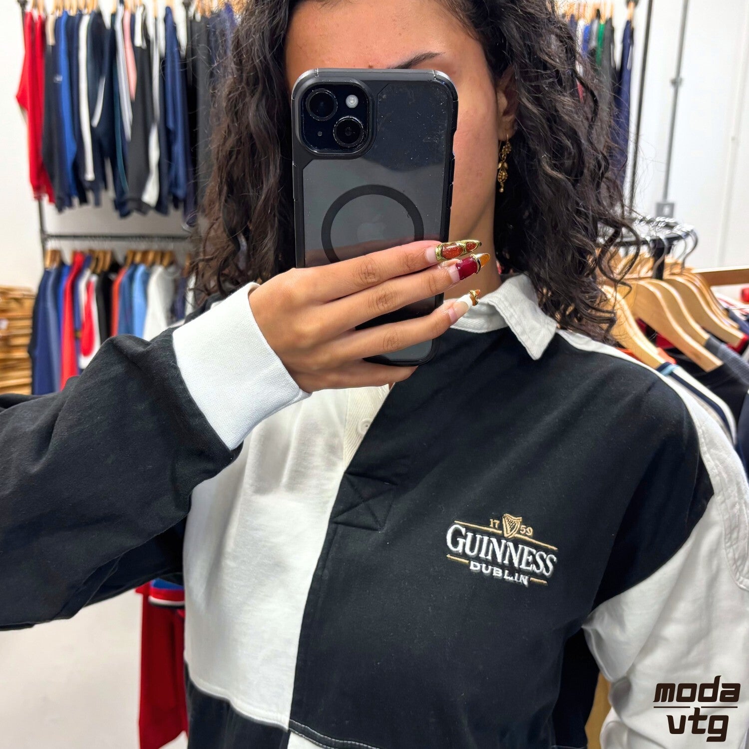 Vintage Y2K Guinness Rugby Polo Black White Small Retro Unisex