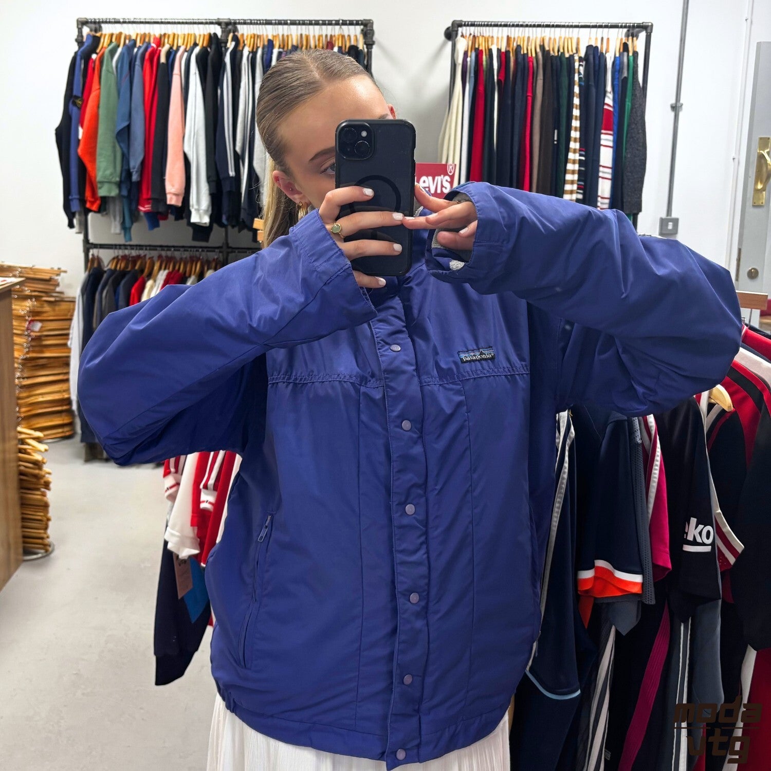 Vintage 90s Patagonia Raincoat Navy Medium Retro Unisex