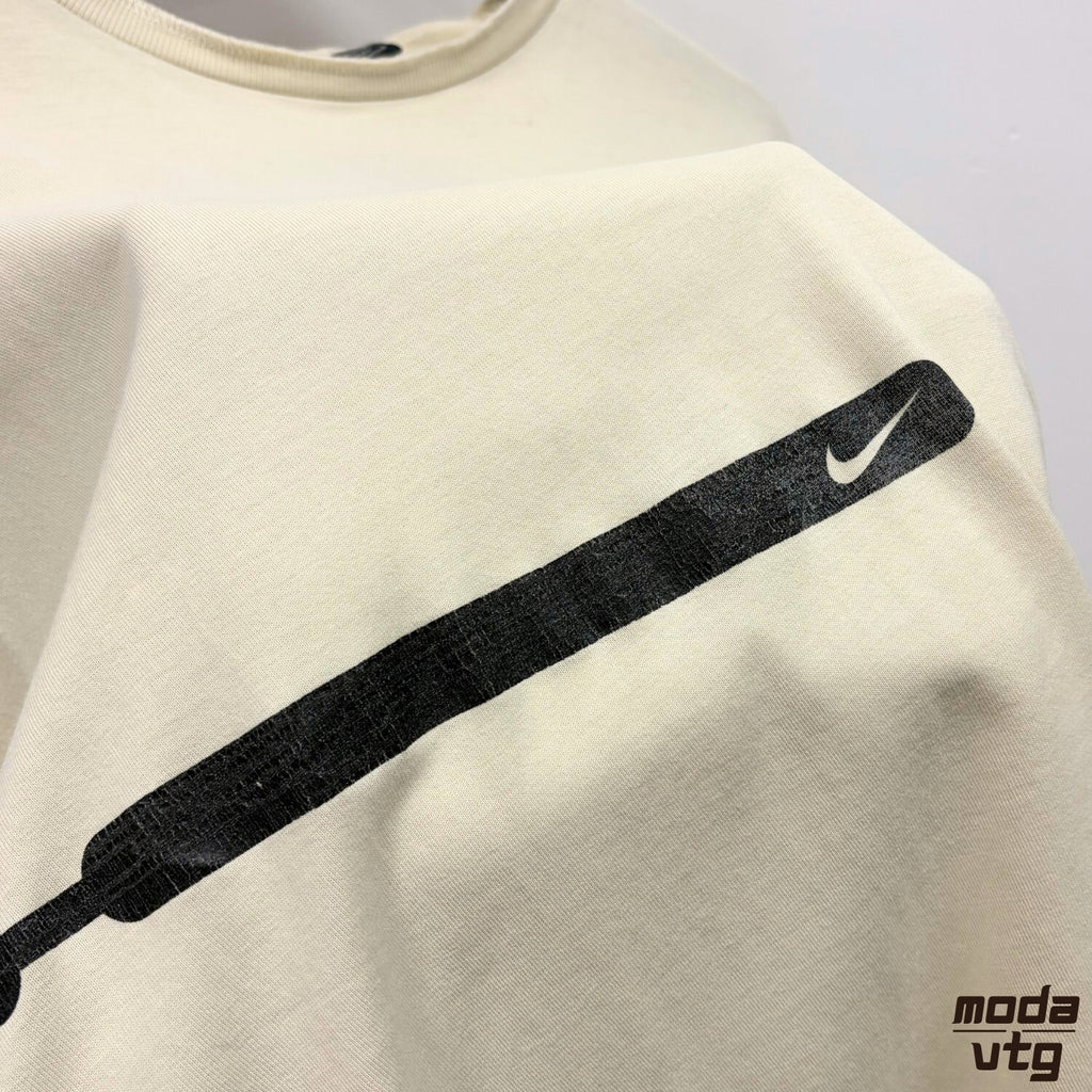 Vintage Y2K Nike T-Shirt Beige Large Retro Unisex Summer