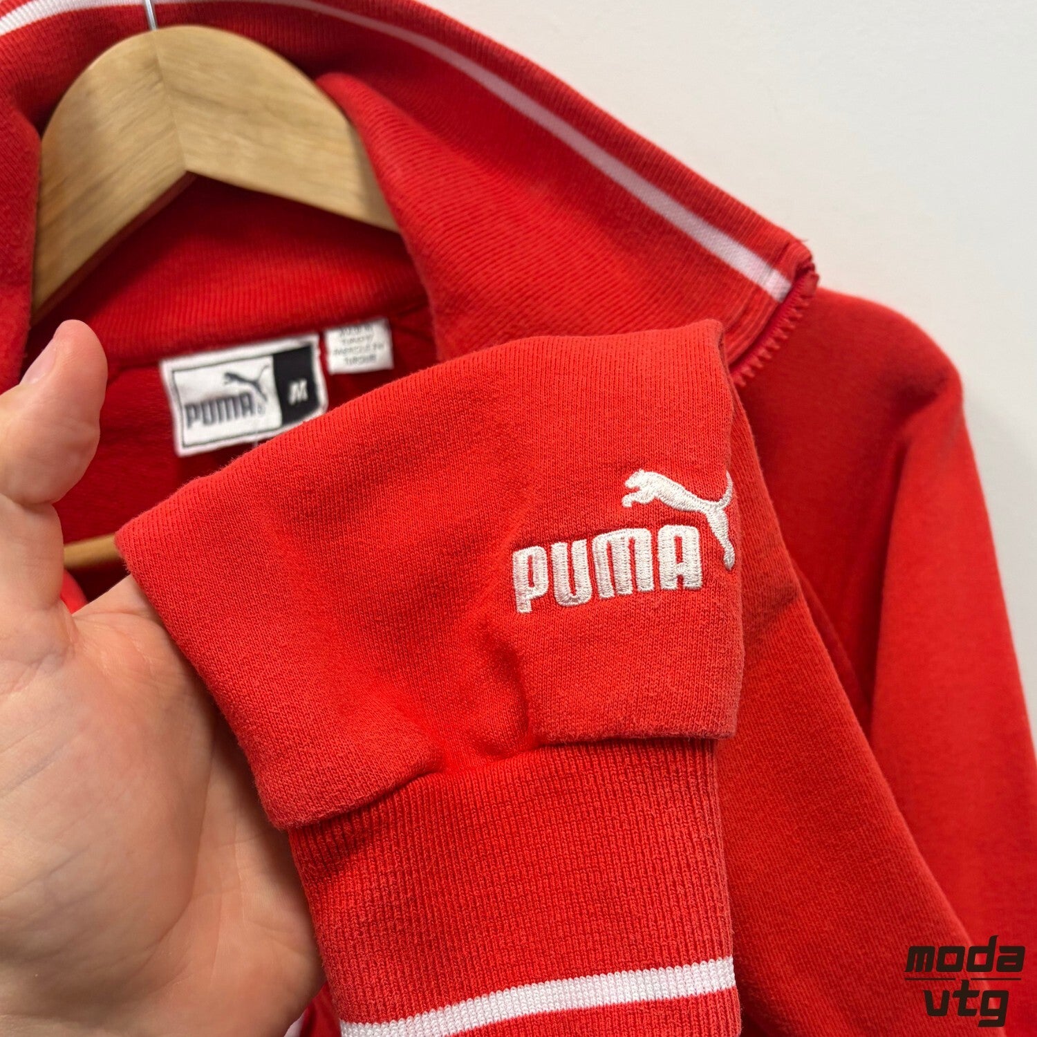 Vintage 90s Puma Sweatshirt Red Medium Unisex Retro Full Zip