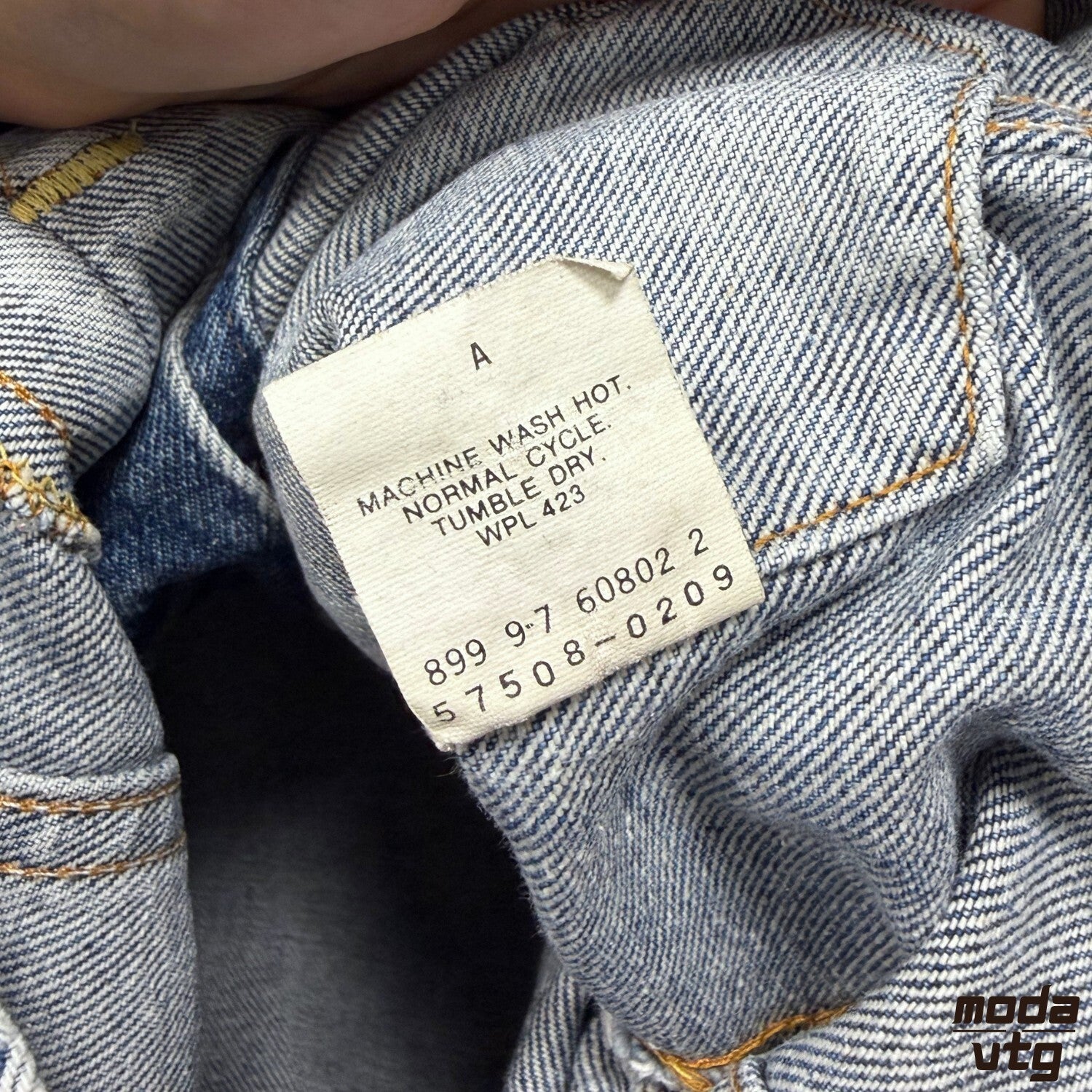 Levis Denim Jacket Acid Wash Made In USA Vintage 80s 57508 Trucker Blue Retro