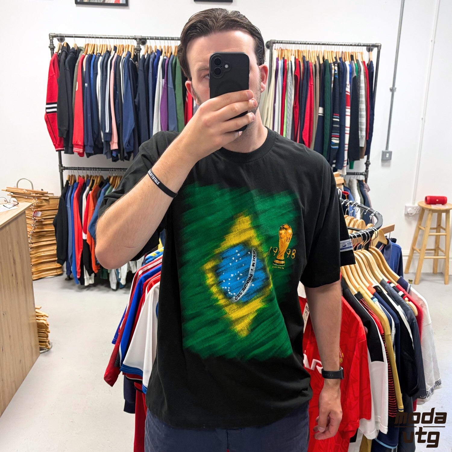 Vintage BNWT 1998 Brazil T-Shirt Black XL Retro Adidas Deadstock Holiday Summer