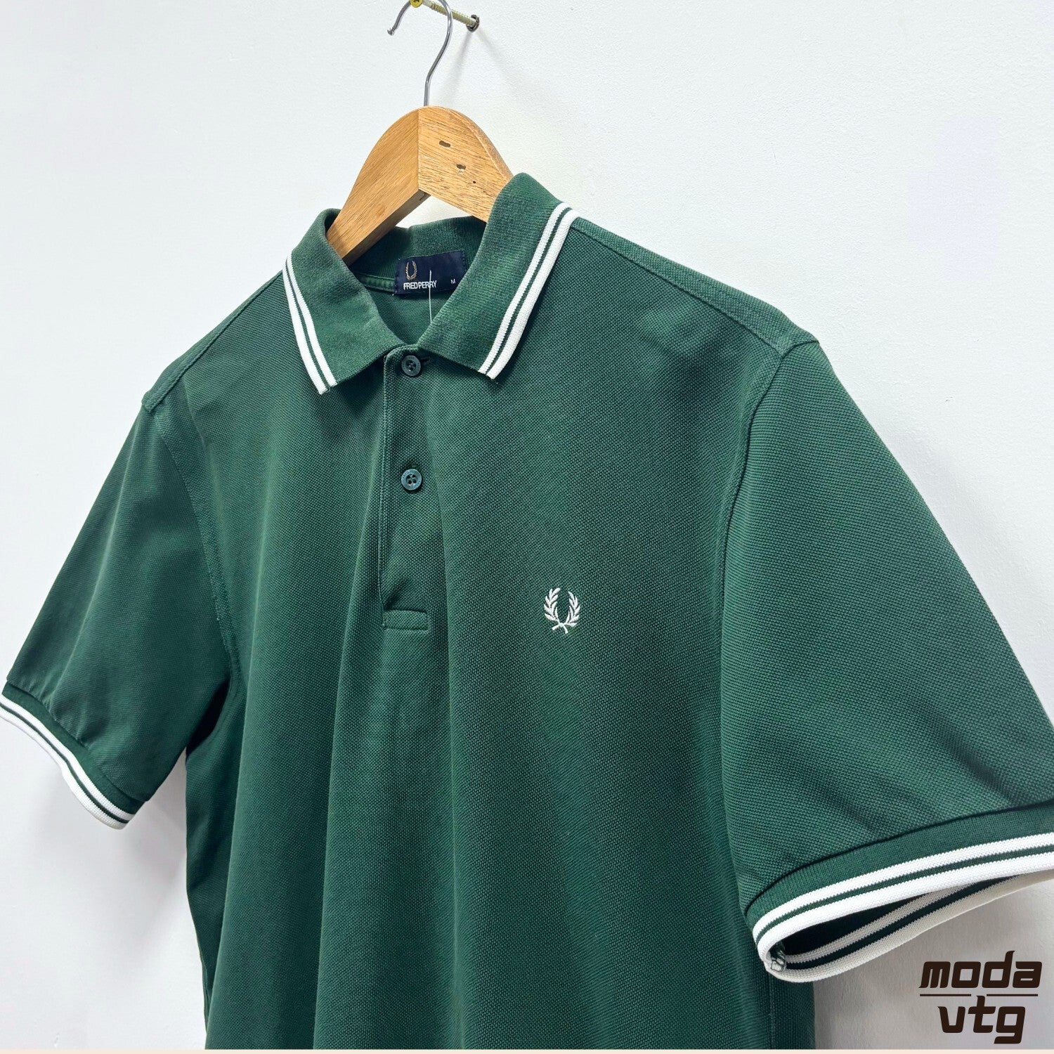 Fred Perry Polo Green Medium Vintage Y2K Mod Terrace Casuals Twin Tipped Retro