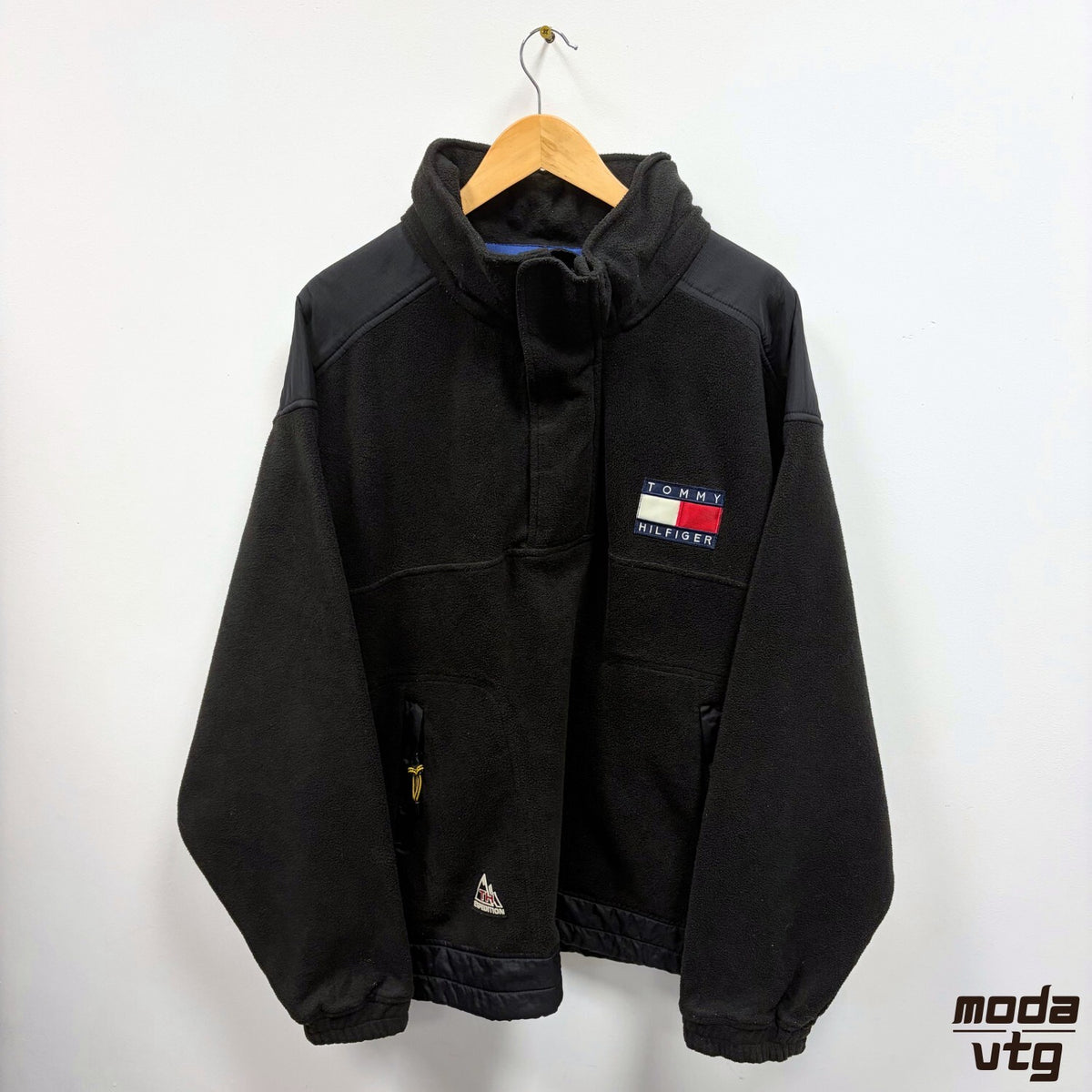 Tommy Hilfiger Expedition Fleece Black XL Vintage 90s Gorpcore Outdoors