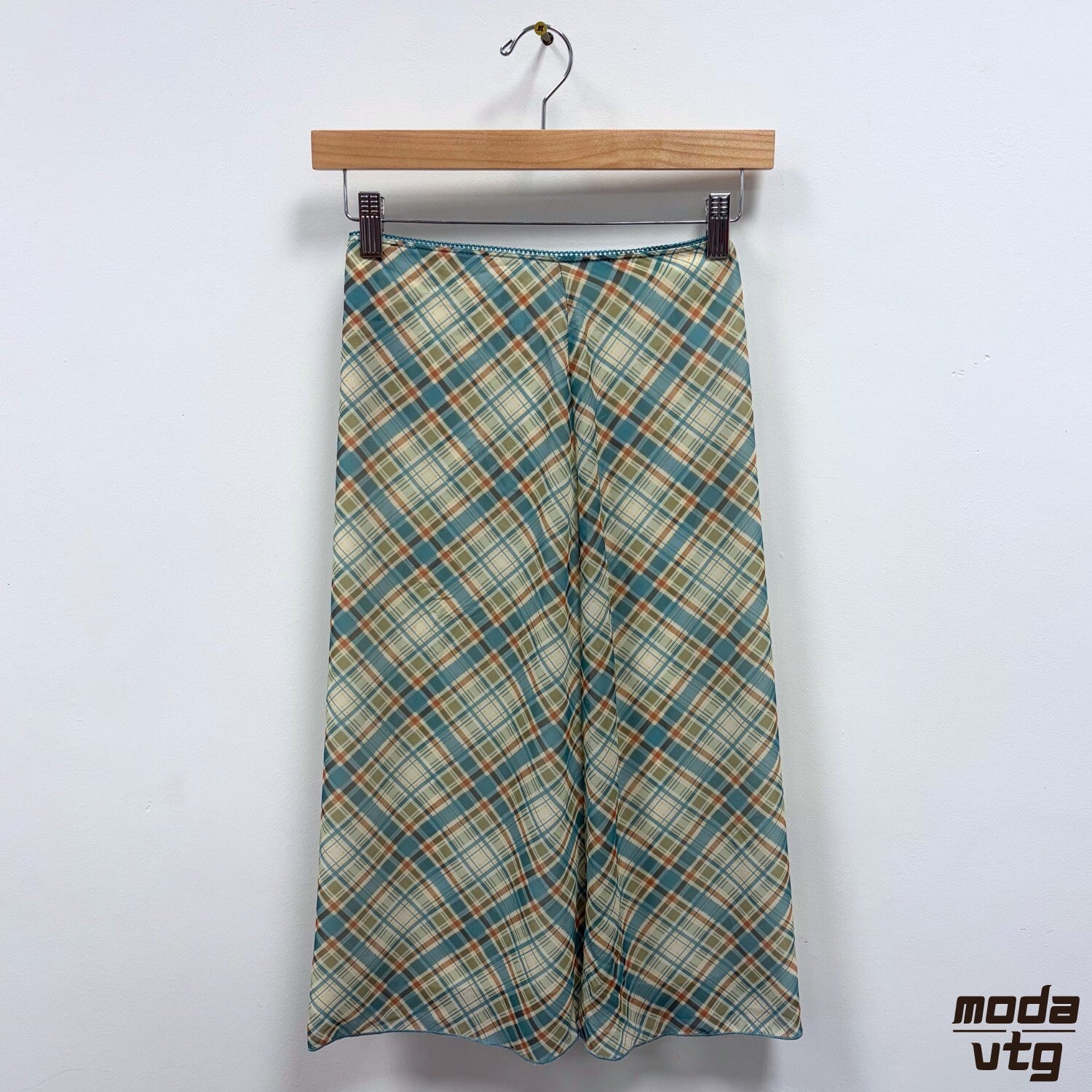 Vintage Y2K Midi Skirt Checked Women’s XS iZ Byer Girl Retro Summer