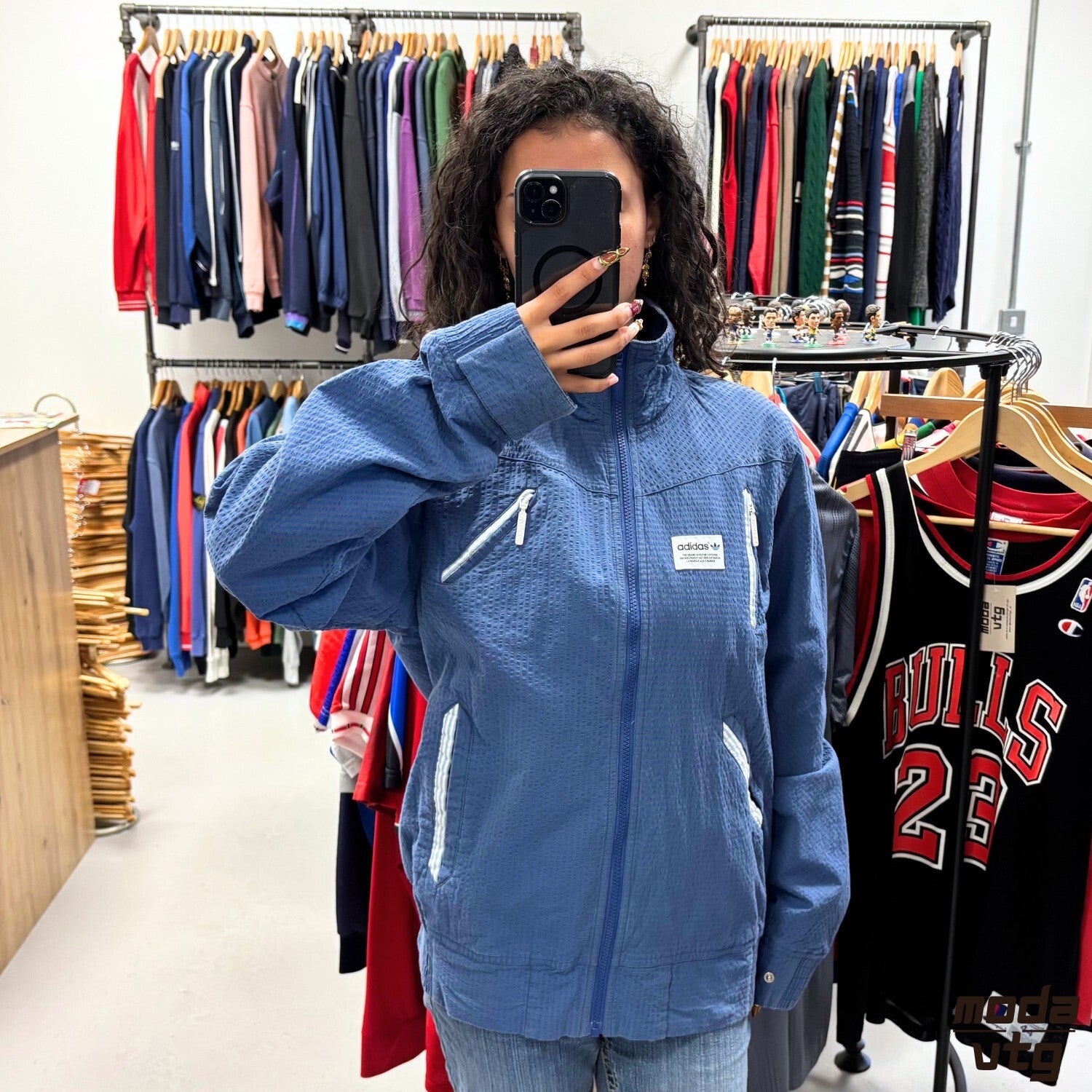 Vintage Y2K Adidas Track Jacket Blue Medium Retro Unisex