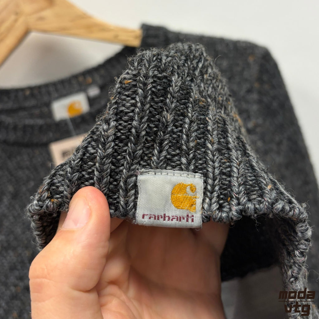 Vintage Y2K Carhartt Knitted Jumper Grey Medium Retro Unisex
