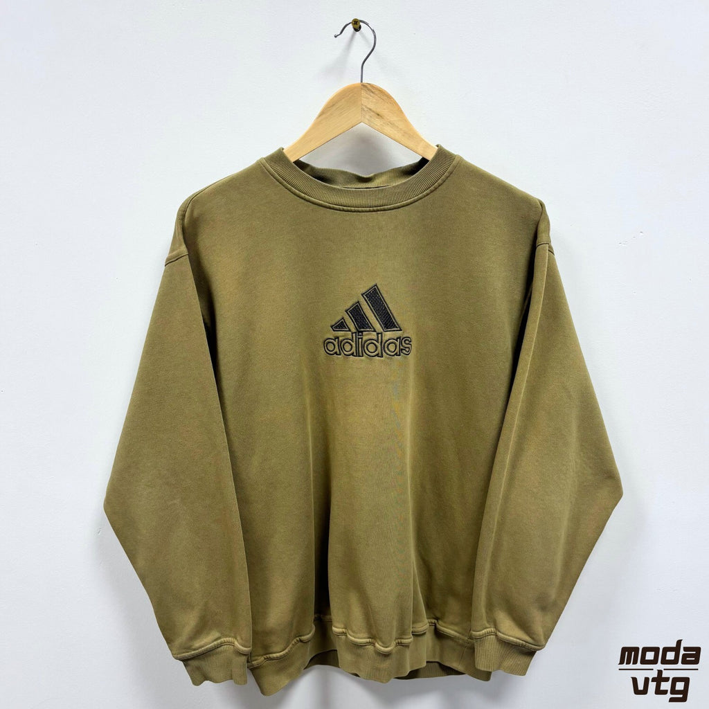 Adidas Sweatshirt Khaki Medium Vintage 90s Retro Sporty Athletic Streetwear