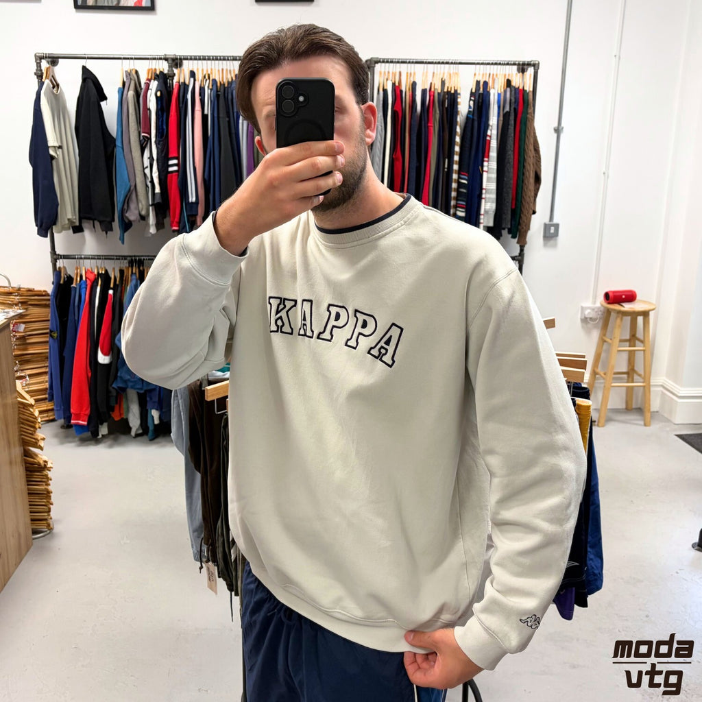 Vintage 90s Kappa Sweatshirt Beige XL Retro