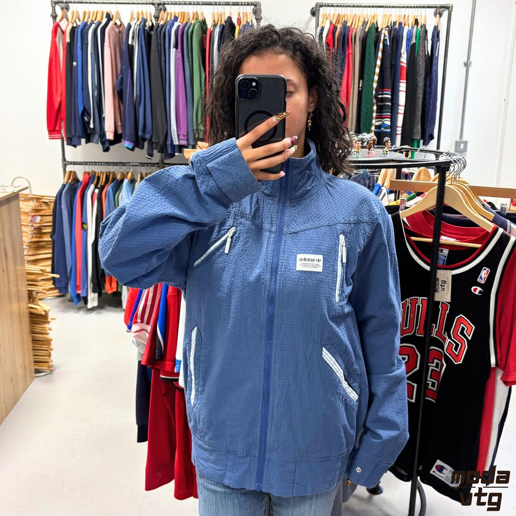 Vintage Y2K Adidas Track Jacket Blue Medium Retro Unisex