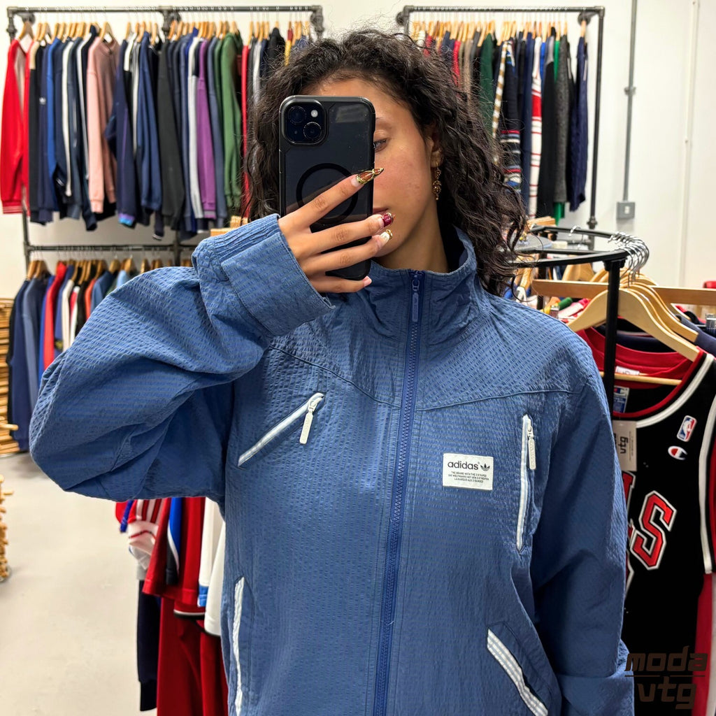 Vintage Y2K Adidas Track Jacket Blue Medium Retro Unisex