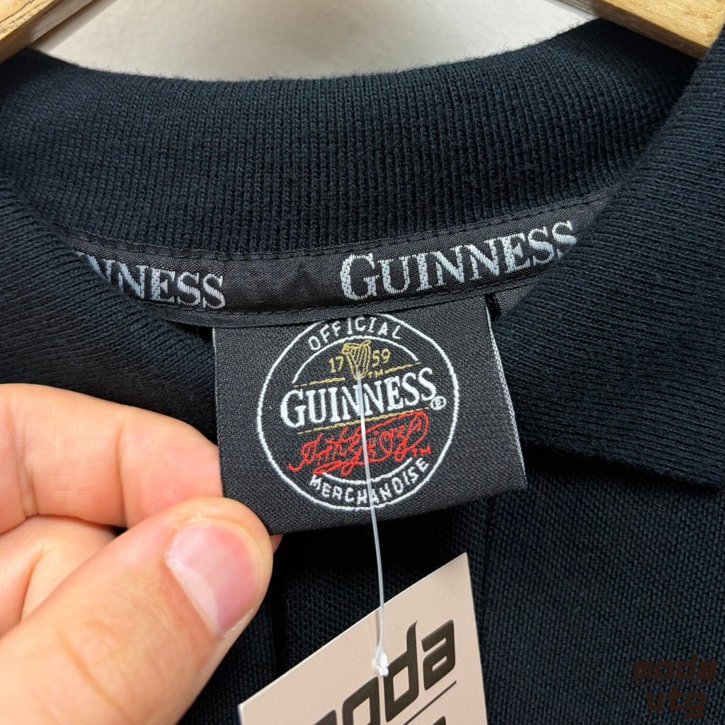 Vintage Y2K Guinness Polo Black Large Retro Unisex