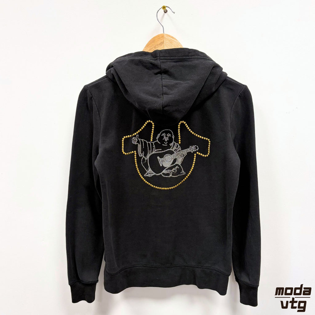 Vintage Y2K True Religion Hoodie Black Women’s XS Retro