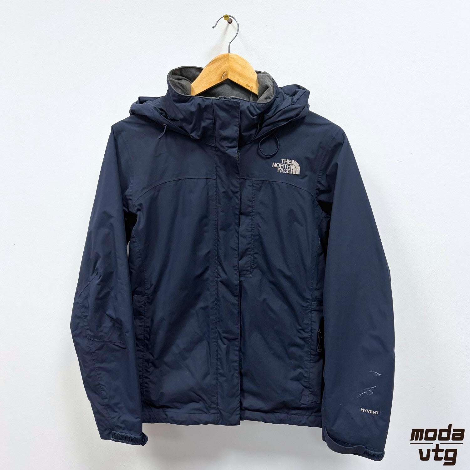 Vintage Y2K The North Face Raincoat Navy Women’s Medium Retro Hyvent Unisex