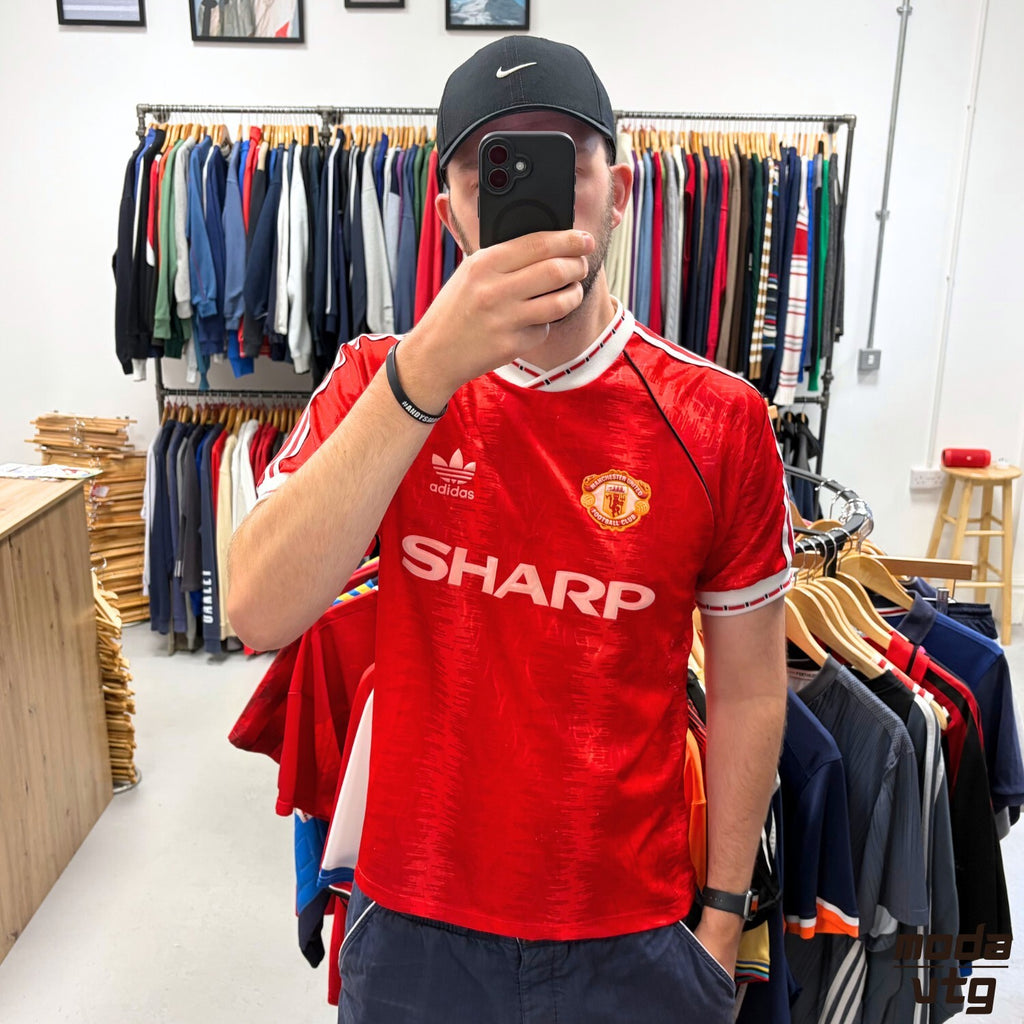 Vintage 1990/92 Manchester United Jersey Home Red Large Adidas Retro Unisex