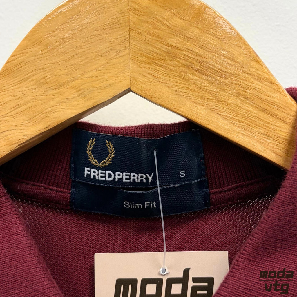 Fred Perry Polo Burgundy Small Slim Fit Vintage Y2K Mod Terrace Casuals Retro