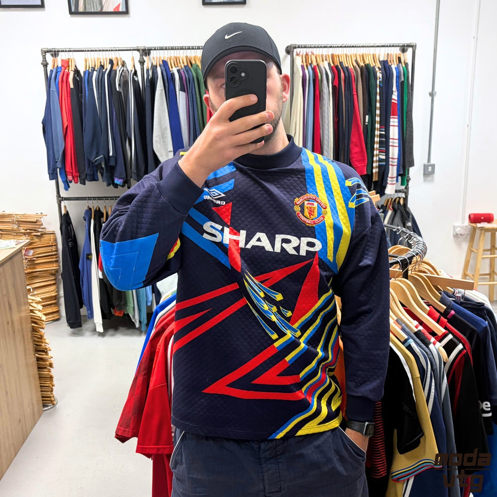Vintage 1992/93 Manchester United Goalkeeper Kit Navy Large Retro Umbro Unisex