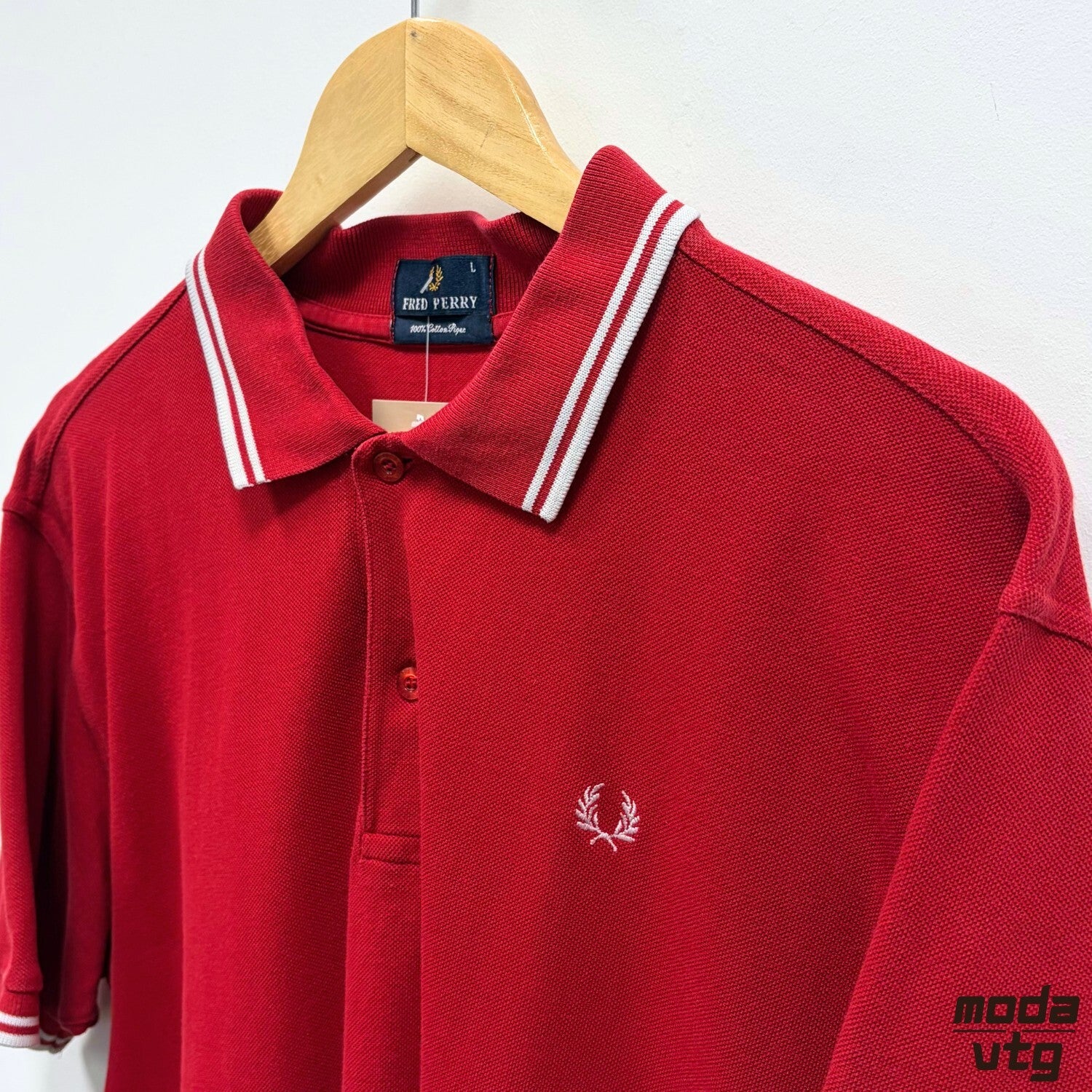 Fred Perry Polo Red Large Vintage Y2K Mod Terrace Casuals Twin Tipped Retro