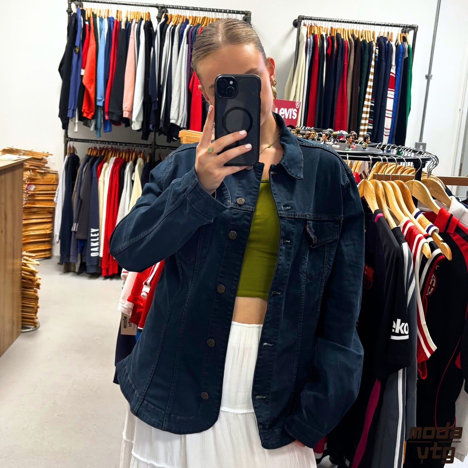 Vintage Y2K Levi’s Denim Jacket Navy Women’s Large Retro