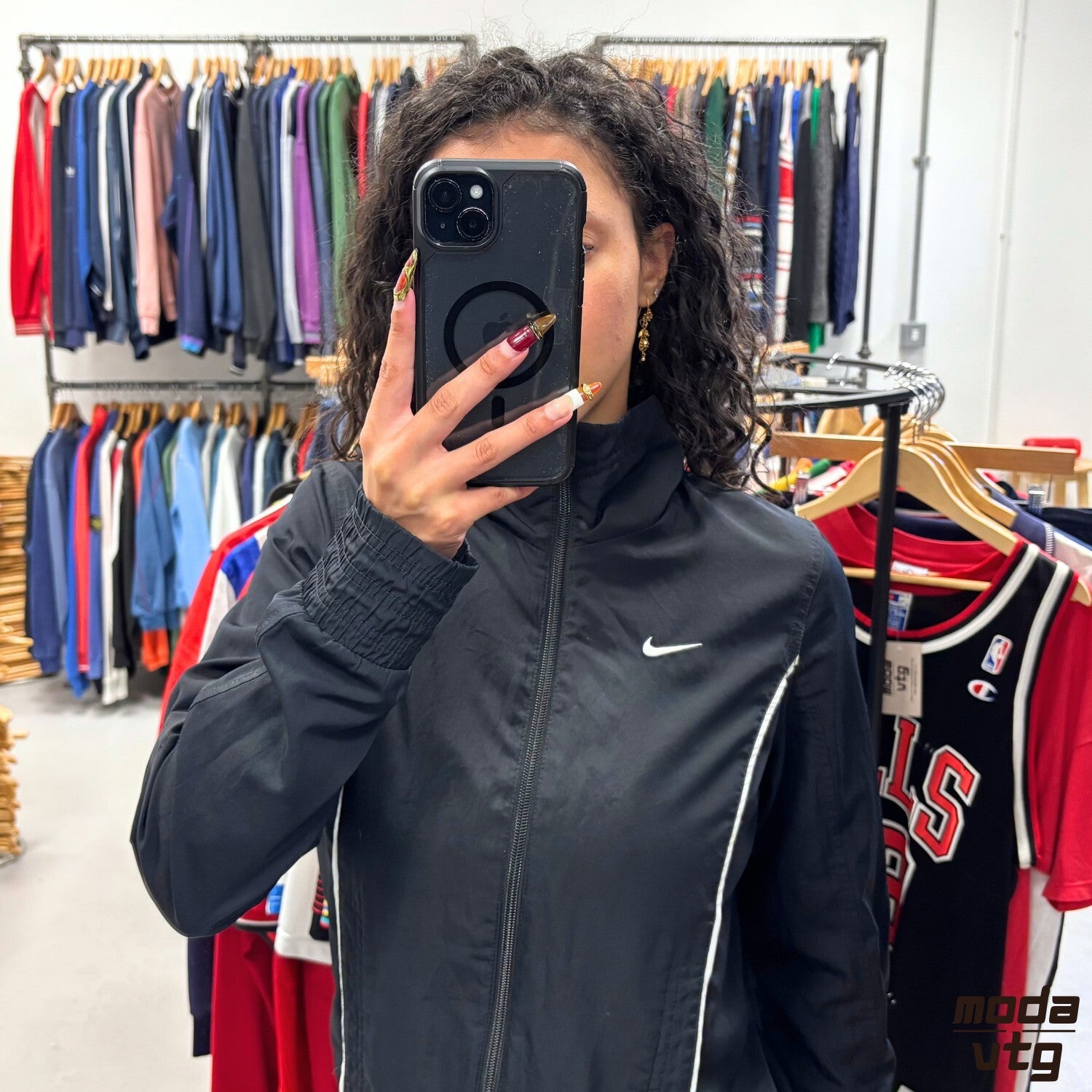 Vintage Y2K Nike Track Jacket Black Women’s Small Retro