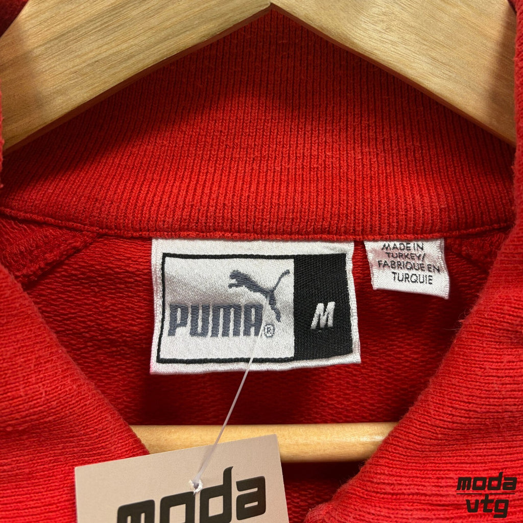 Vintage 90s Puma Sweatshirt Red Medium Unisex Retro Full Zip