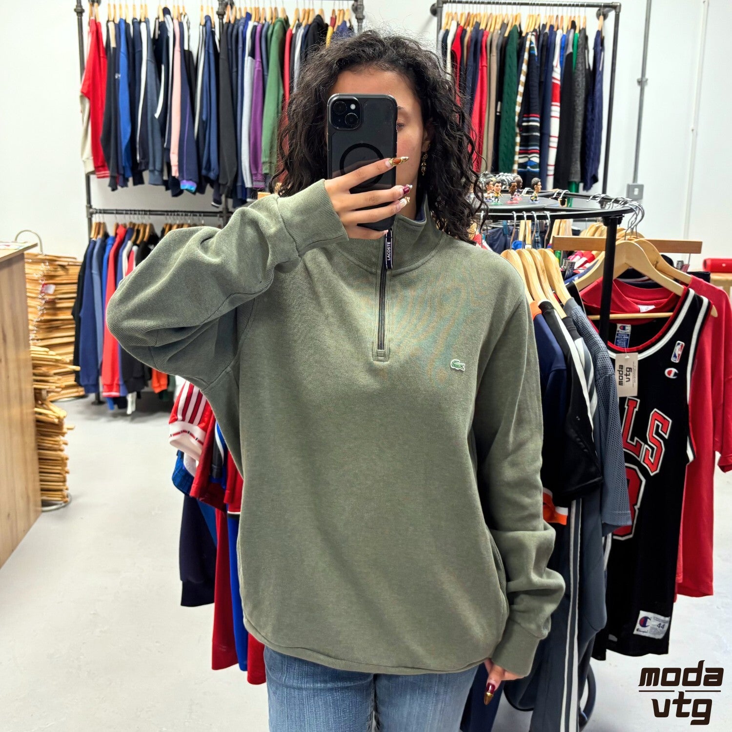 Vintage Y2K Lacoste Sweatshirt Green Large Unisex Retro