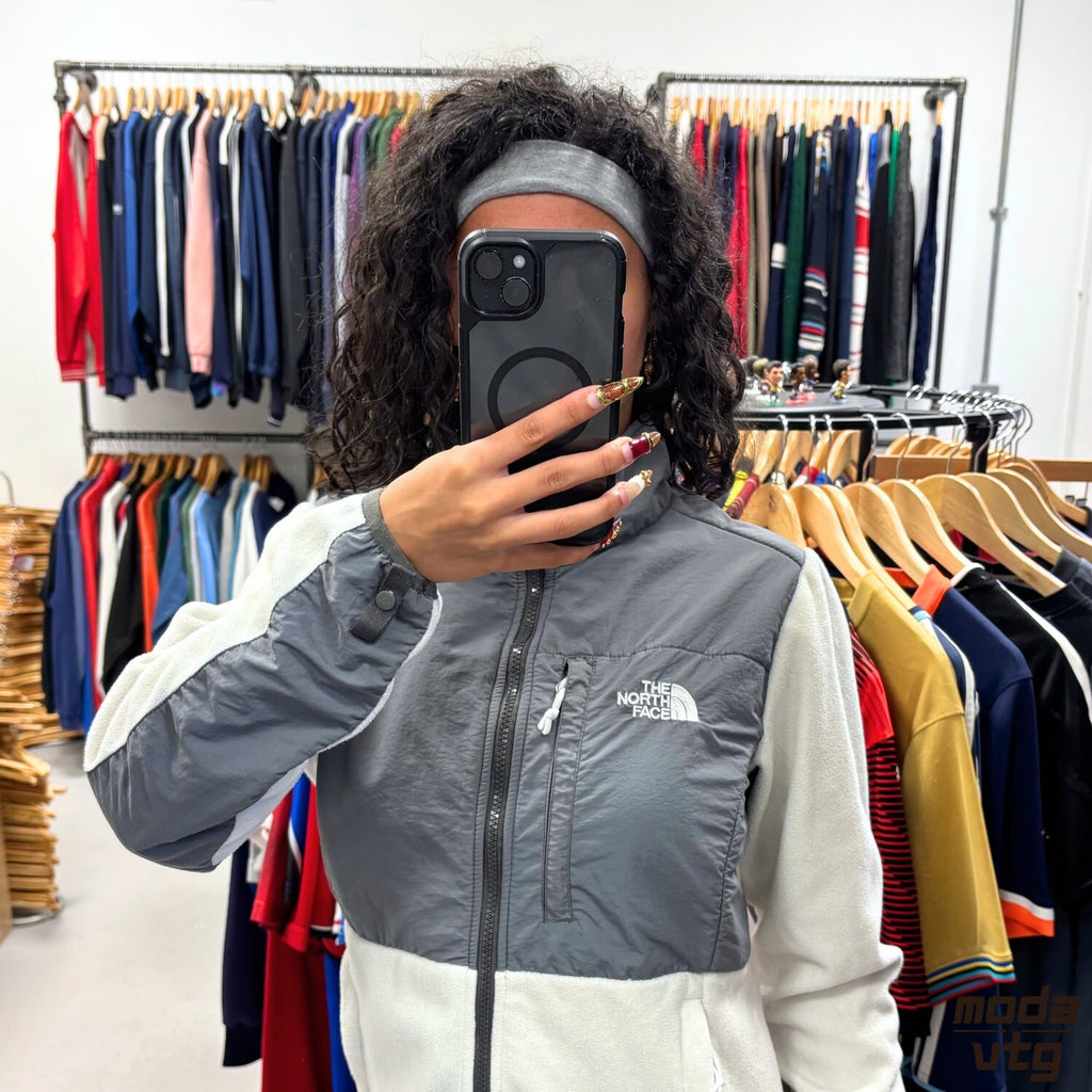 Vintage Y2K The North Face Denali Fleece Grey White Women’s Small Retro Outdoors
